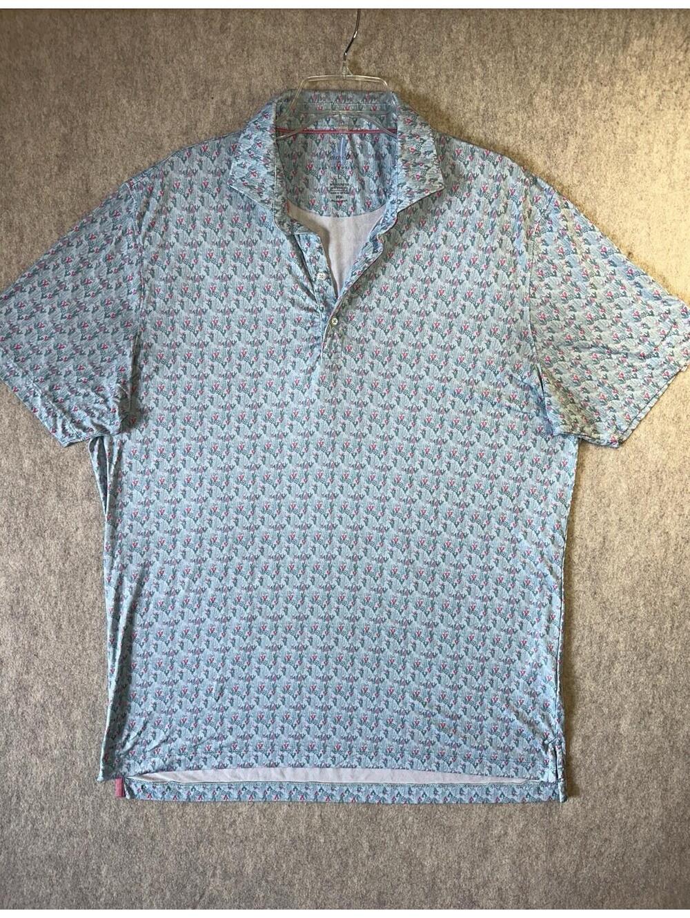 Johnnie-O Featherweight Polo Mens Large Green Cactus Saguaro UPF w/Logo